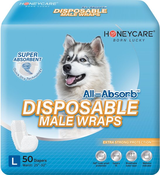 All-Absorb Disposable Male Dog Wraps, Large: 25 to 32-in waist, 50 count slide 1 of 3