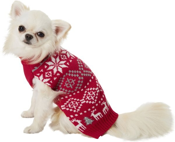 Frisco Reindeer Fair Isle Dog & Cat Christmas Sweater, Red, X-Small slide 1 of 8