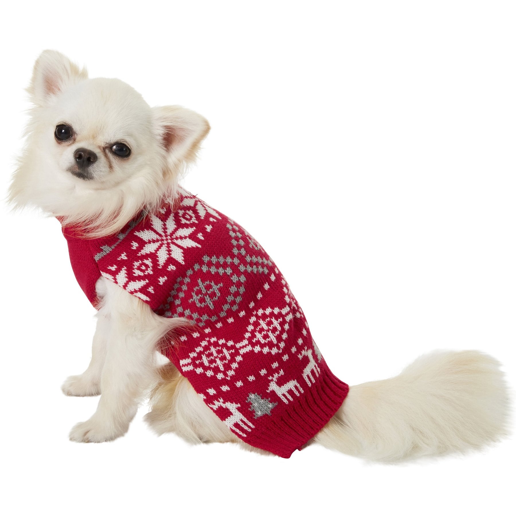 Frisco Reindeer Fair Isle Dog & Cat Christmas Sweater, Red, X-Small