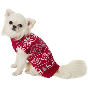 Frisco Reindeer Fair Isle Dog & Cat Christmas Sweater, Red, X-Small