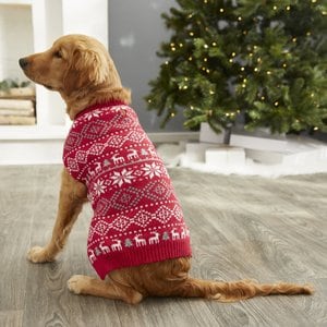 Frisco Reindeer Fair Isle Dog & Cat Christmas Sweater, Red, X-Small