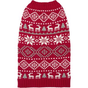 Frisco Reindeer Fair Isle Dog & Cat Christmas Sweater, Red, Small
