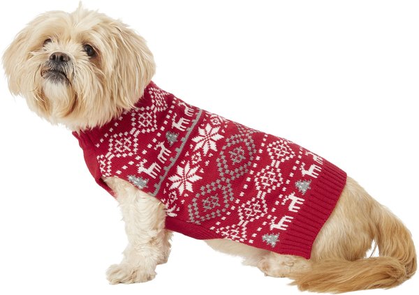 Frisco Reindeer Fair Isle Dog & Cat Christmas Sweater, Red, Medium slide 1 of 9