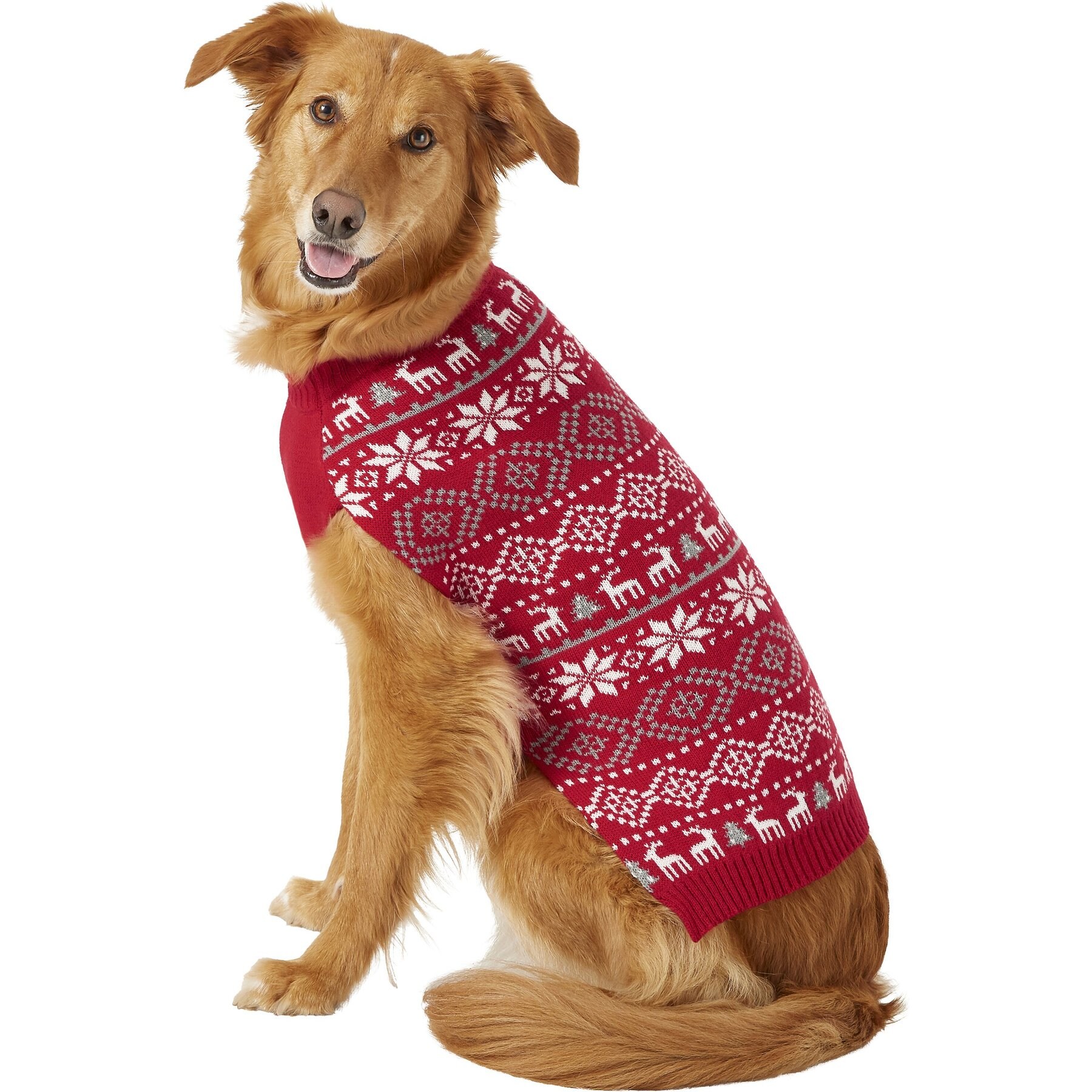 Frisco Reindeer Fair Isle Dog & Cat Christmas Sweater, Red, X-Large