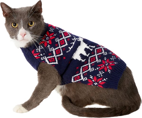 Frisco Moose Fair Isle Dog & Cat Sweater, Navy, X-Small slide 1 of 8