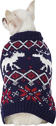 Frisco Moose Fair Isle Dog & Cat Sweater, Navy, X-Small