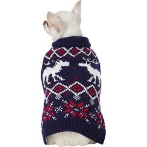Frisco Moose Fair Isle Dog & Cat Sweater, Navy, X-Small