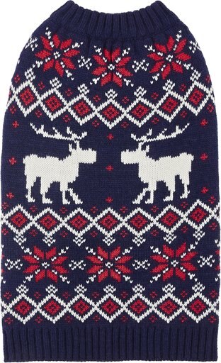 Frisco Moose Fair Isle Dog & Cat Sweater, Navy, X-Small