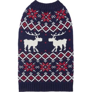 Frisco Moose Fair Isle Dog & Cat Sweater, Navy, X-Small