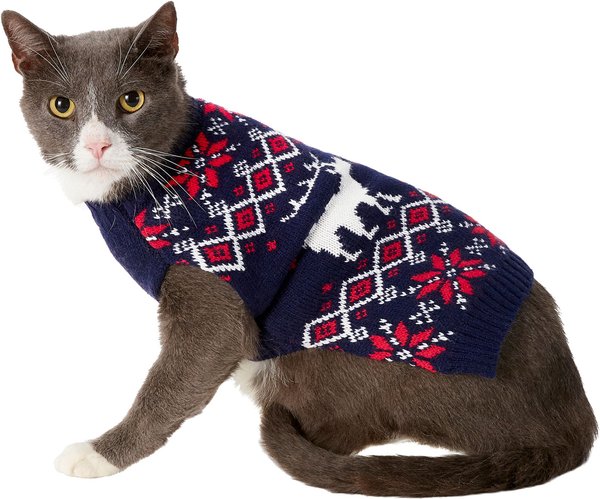 Frisco Moose Fair Isle Dog & Cat Sweater, Navy, Small slide 1 of 8