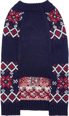 Show full view: Frisco Moose Fair Isle Dog & Cat Sweater, Navy, Small slide 6 of 10