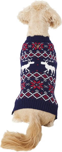 Frisco Moose Fair Isle Dog & Cat Sweater, Navy, Medium slide 1 of 7