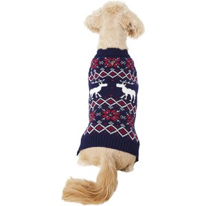 Frisco Moose Fair Isle Dog & Cat Sweater, Navy, Medium