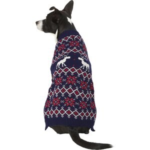 Frisco Moose Fair Isle Dog & Cat Sweater, Navy, X-Large