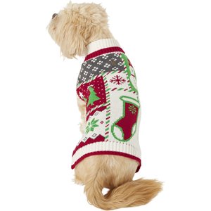 Frisco Grandma's Holiday Patchwork Dog & Cat Christmas Sweater, Medium