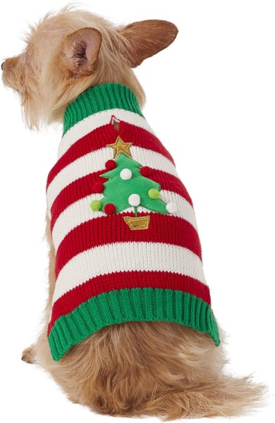 Frisco Striped Christmas Tree Dog & Cat Christmas Sweater, X-Small slide 1 of 8