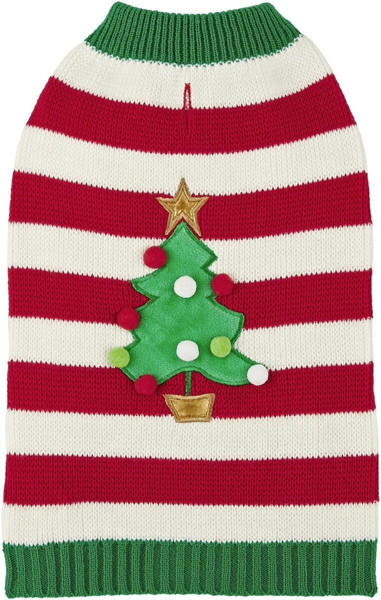 Frisco Striped Christmas Tree Dog & Cat Christmas Sweater
