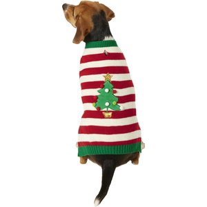 Frisco Striped Christmas Tree Dog & Cat Christmas Sweater, Large