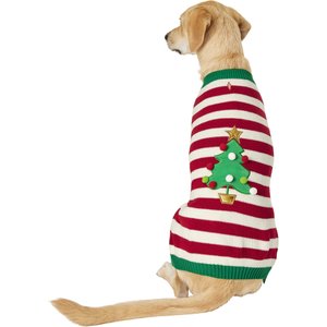 Frisco Striped Christmas Tree Dog & Cat Christmas Sweater, XX-Large