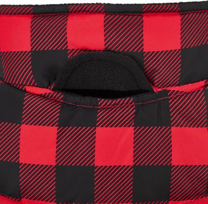 Show full view: Frisco Mediumweight Boulder Plaid Insulated Dog & Cat Puffer Coat, Red, X-Small slide 6 of 10
