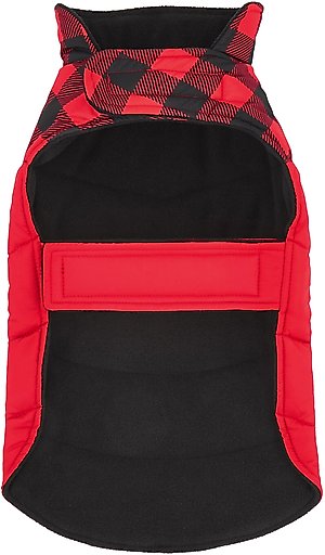 Frisco Mediumweight Boulder Plaid Insulated Dog & Cat Puffer Coat, Red, Small