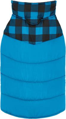 Show full view: Frisco Mediumweight Boulder Plaid Insulated Dog & Cat Puffer Coat, Blue, Medium slide 4 of 10