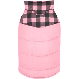 Frisco Mediumweight Boulder Plaid Insulated Dog & Cat Puffer Coat, Pink, Medium