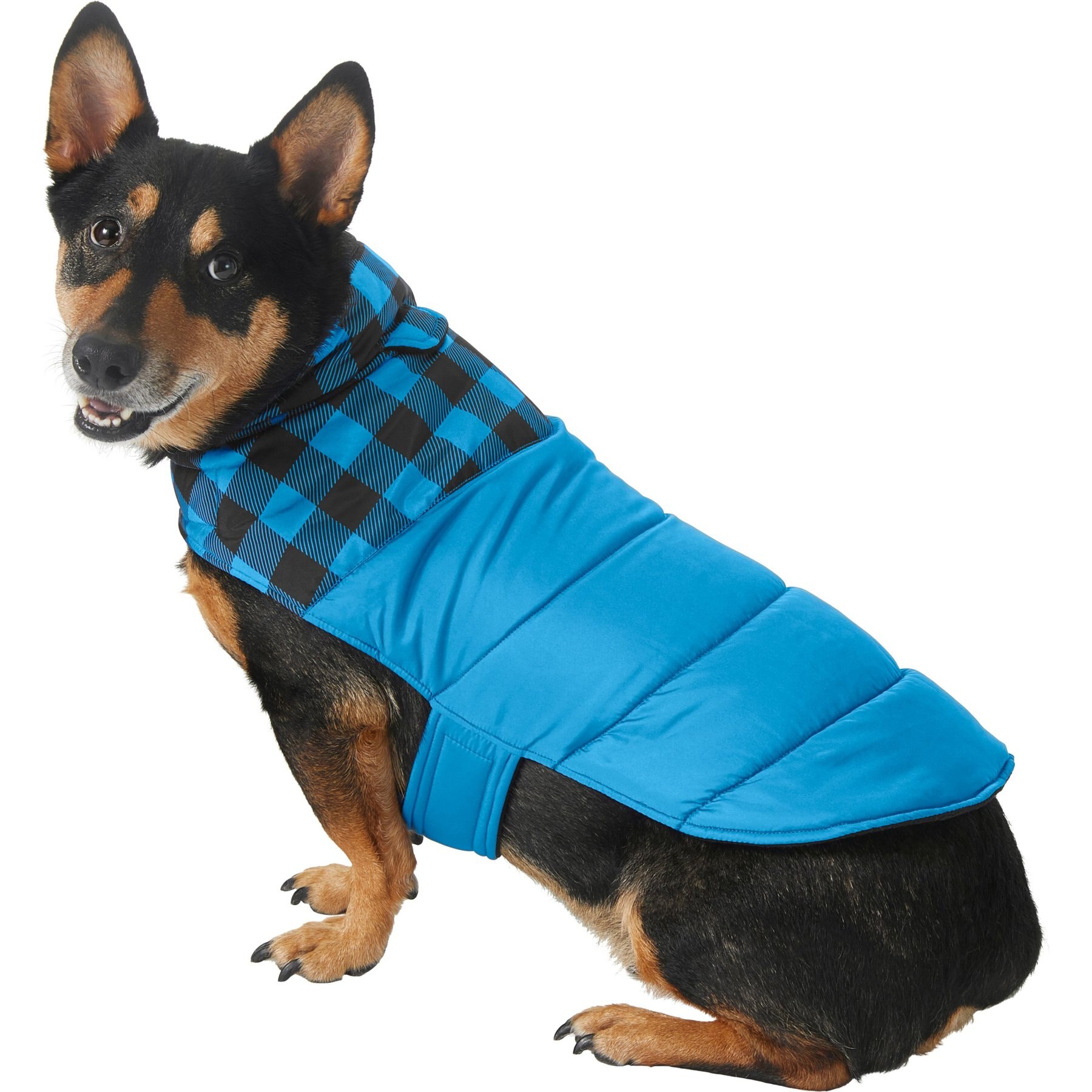 FRISCO Mediumweight Boulder Plaid Insulated Dog Cat Puffer Coat Pink Small Chewy