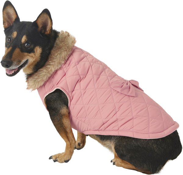 Frisco Aspen Insulated Quilted Dog & Cat Jacket with Bow, Large slide 1 of 8