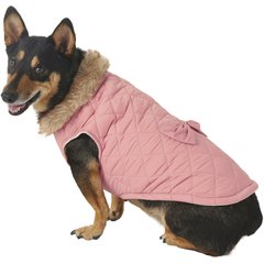 Frisco Mediumweight Aspen Insulated Quilted Dog & Cat Jacket with Bow, Pink, Large