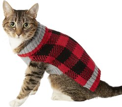 Frisco Buffalo Plaid Dog & Cat Sweater, Red, X-Small