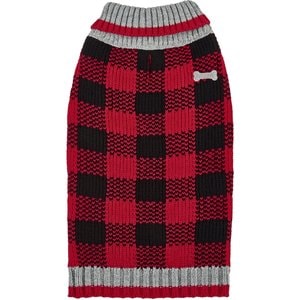 Frisco Buffalo Plaid Dog & Cat Sweater, Red, X-Small