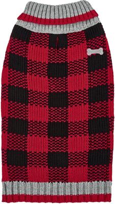 Show full view: Frisco Buffalo Plaid Dog & Cat Sweater, Red, X-Small slide 4 of 10