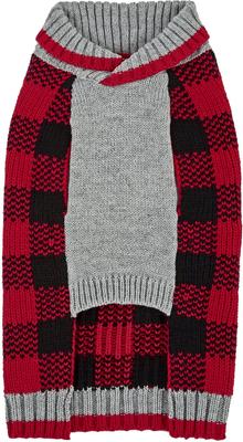 Show full view: Frisco Buffalo Plaid Dog & Cat Sweater, Red, X-Small slide 5 of 10