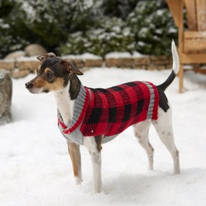 Frisco Buffalo Plaid Dog & Cat Sweater, Red, X-Small
