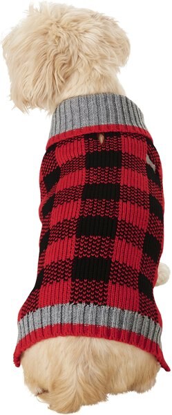 Frisco Buffalo Plaid Dog & Cat Sweater, Red, Medium slide 1 of 9