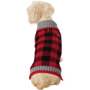 Frisco Buffalo Plaid Dog & Cat Sweater, Red, Medium
