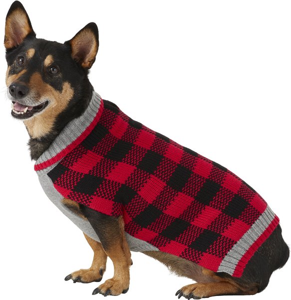 Frisco Buffalo Plaid Dog & Cat Sweater, Red, Large slide 1 of 9