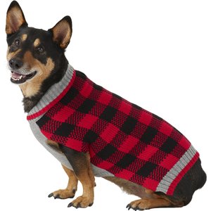 Frisco Buffalo Plaid Dog & Cat Sweater, Red, Large