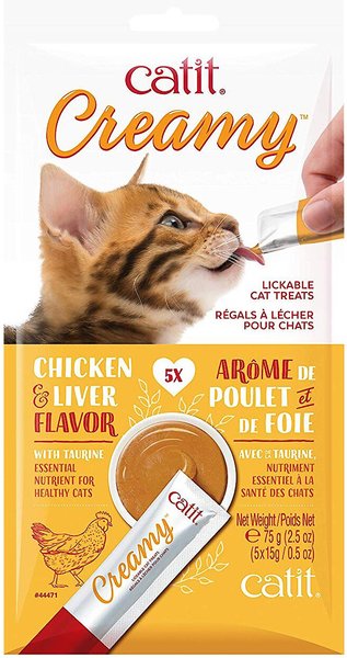 Catit Creamy Chicken & Liver Flavor Lickable Cat Treats, 30 count slide 1 of 8