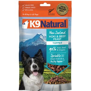 K9 Natural Hoki & Beef Grain-Free Freeze-Dried Dog Food Topper, 3.5-oz bag