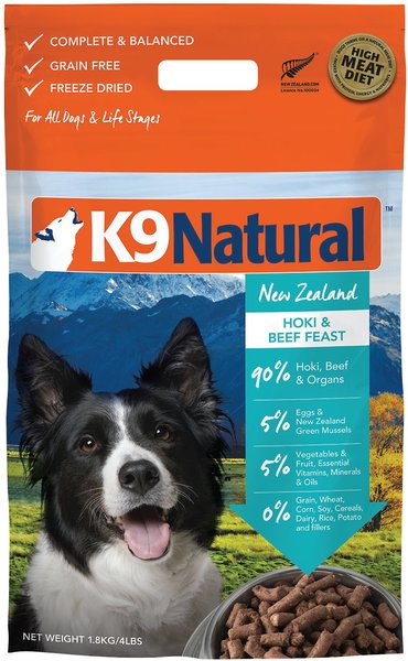 K9 Natural Hoki & Beef Grain-Free Freeze-Dried Dog Food, 4-lb bag slide 1 of 9