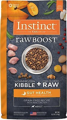 Instinct Raw Boost Gut Health Grain-Free Recipe with Real Chicken & Freeze-Dried Raw Pieces Adult Dry Dog Food, 4-lb bag slide 1 of 11