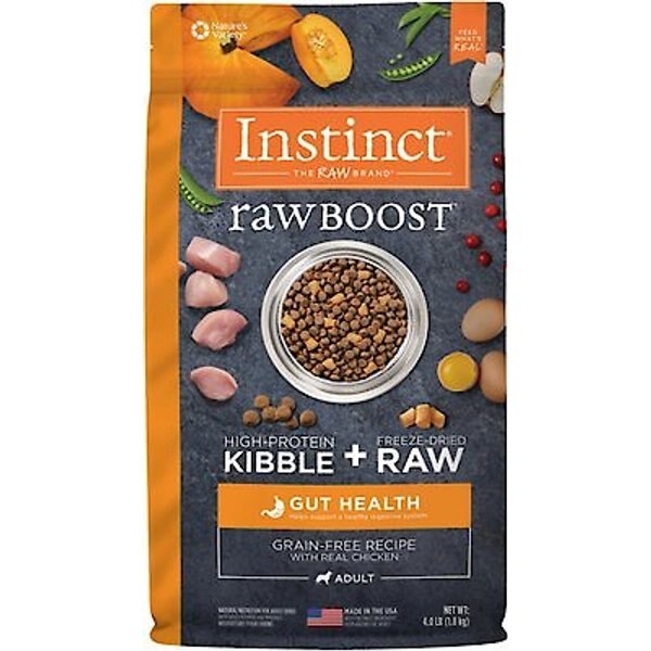 INSTINCT Raw Boost Adult GrainFree Gut Health Recipe Dry Dog Food, 4lb bag
