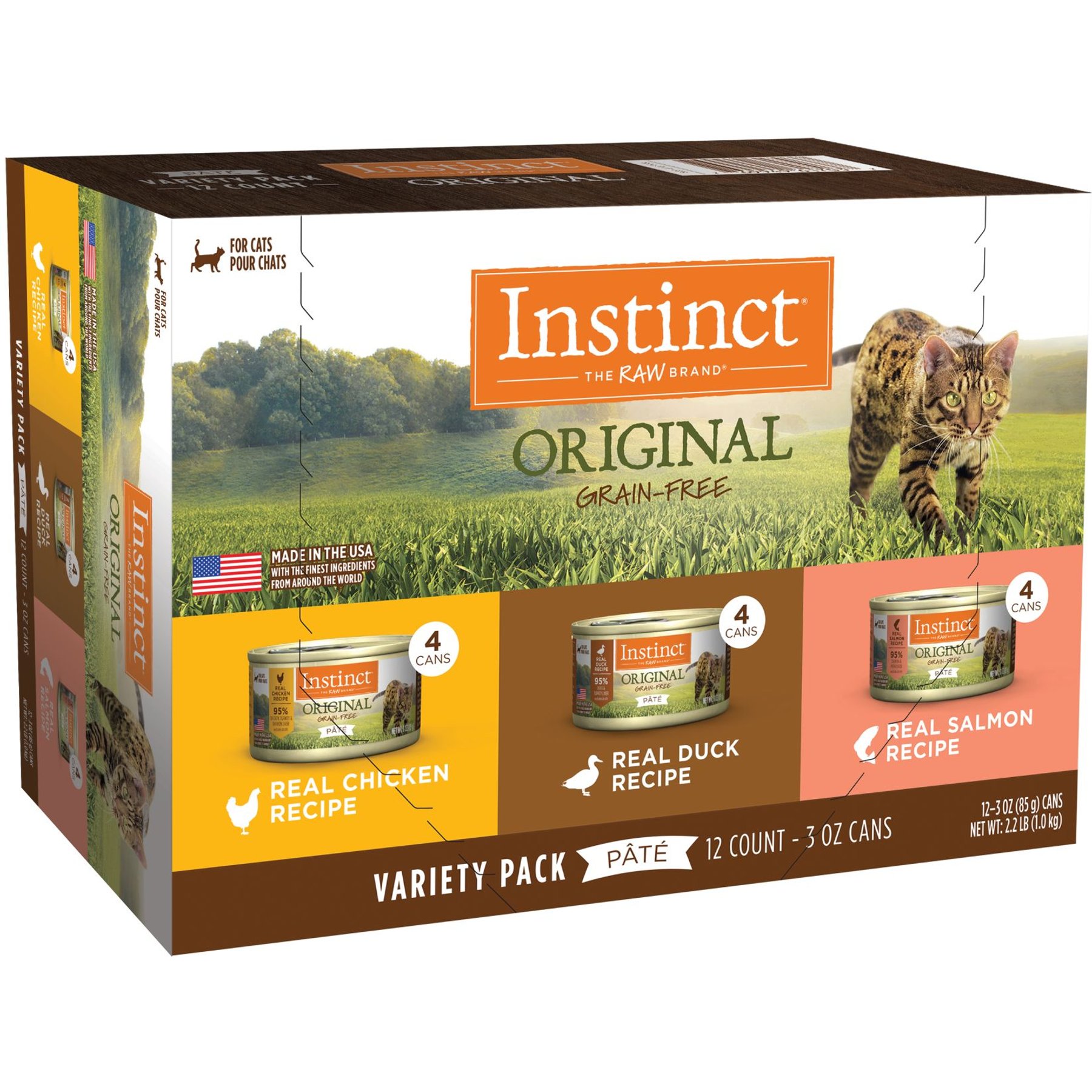 INSTINCT Original Variety Pack Grain Free Pate Wet Cat Food 3 oz