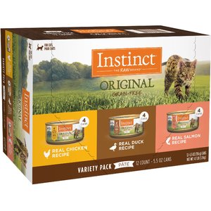 Instinct Original Grain-Free Pate Recipe Variety Pack Wet Canned Cat Food, 5.5-oz, case of 12