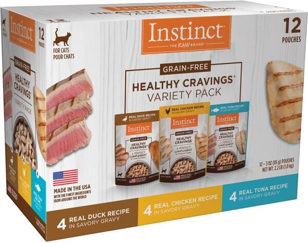 Instinct Healthy Cravings Grain-Free Cuts & Gravy Recipe Variety Pack Wet Cat Food Topper, 3-oz pouch, case of 12 slide 1 of 9
