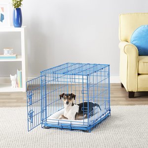 Frisco Fold & Carry Single Door Collapsible Wire Dog Crate, Blue, Small
