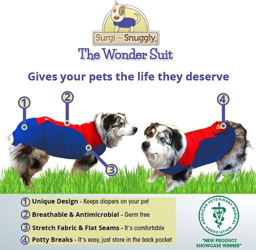 Surgi Snuggly Wonder Suit Post Surgical Healing Dog Suit, Medium Long