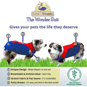 Surgi Snuggly Wonder Suit Post Surgical Healing Dog Suit, Medium Long
